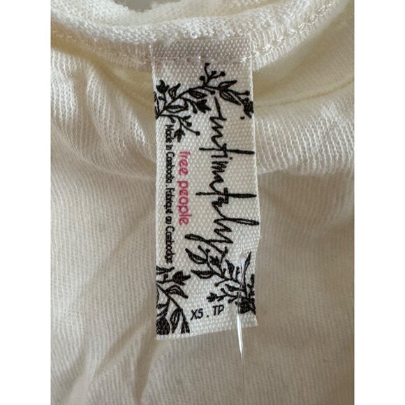 Free People XS Ivory Lace-Trimmed Bodysuit With Scoop Neckline & Adjustable Tie - Picture 3 of 4